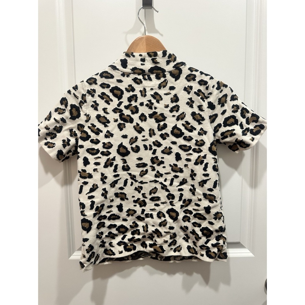 Anthropologie Field Flower leopard print mock neck sweater tee Small